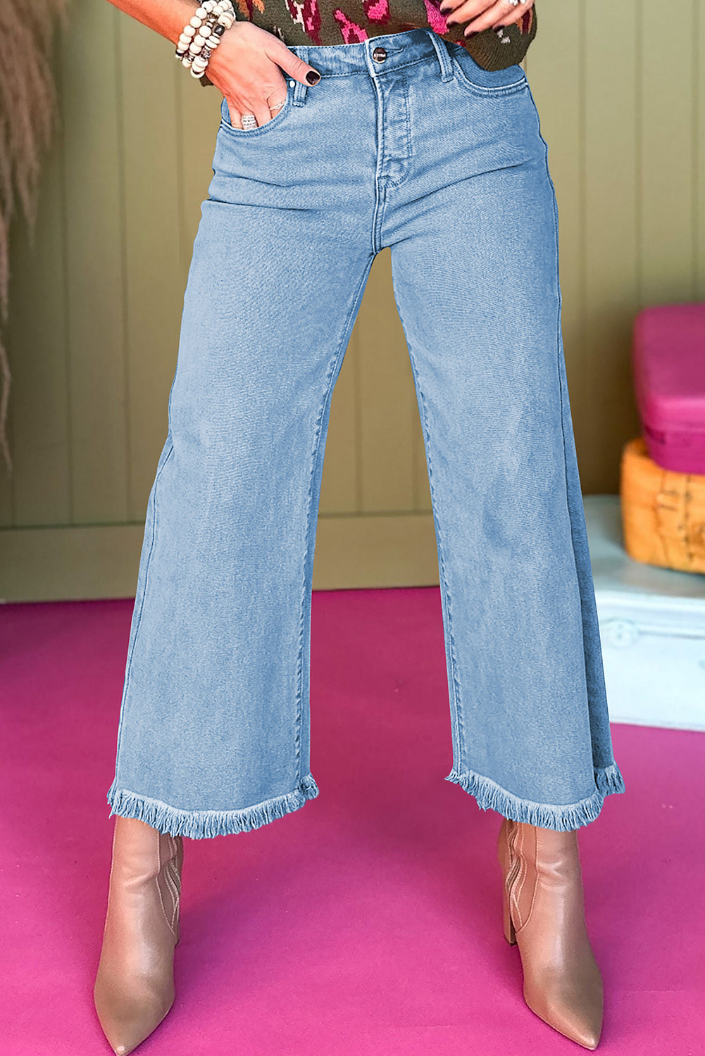 Acid High Rise Cropped Wide Leg *two colors* RTS