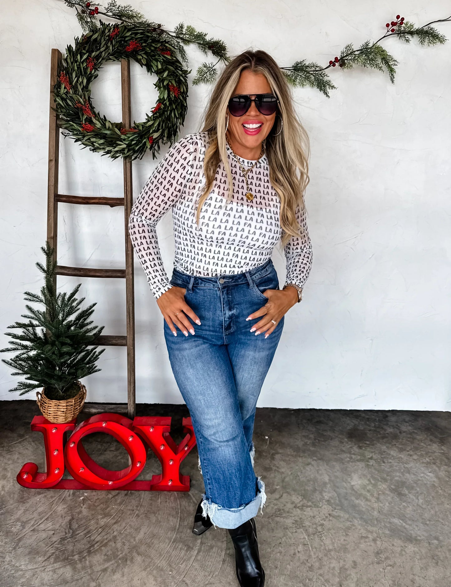 PREORDER: Christmas Printed Mesh Tops