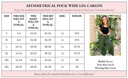 PREORDER: Archer Asymmetrical Pocket Wide Leg Cargo Pants in Two Colors