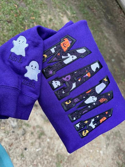 Halloween MAMA Embroidered Boos Crewneck