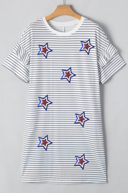 White Stripe Sequin Dress RTS