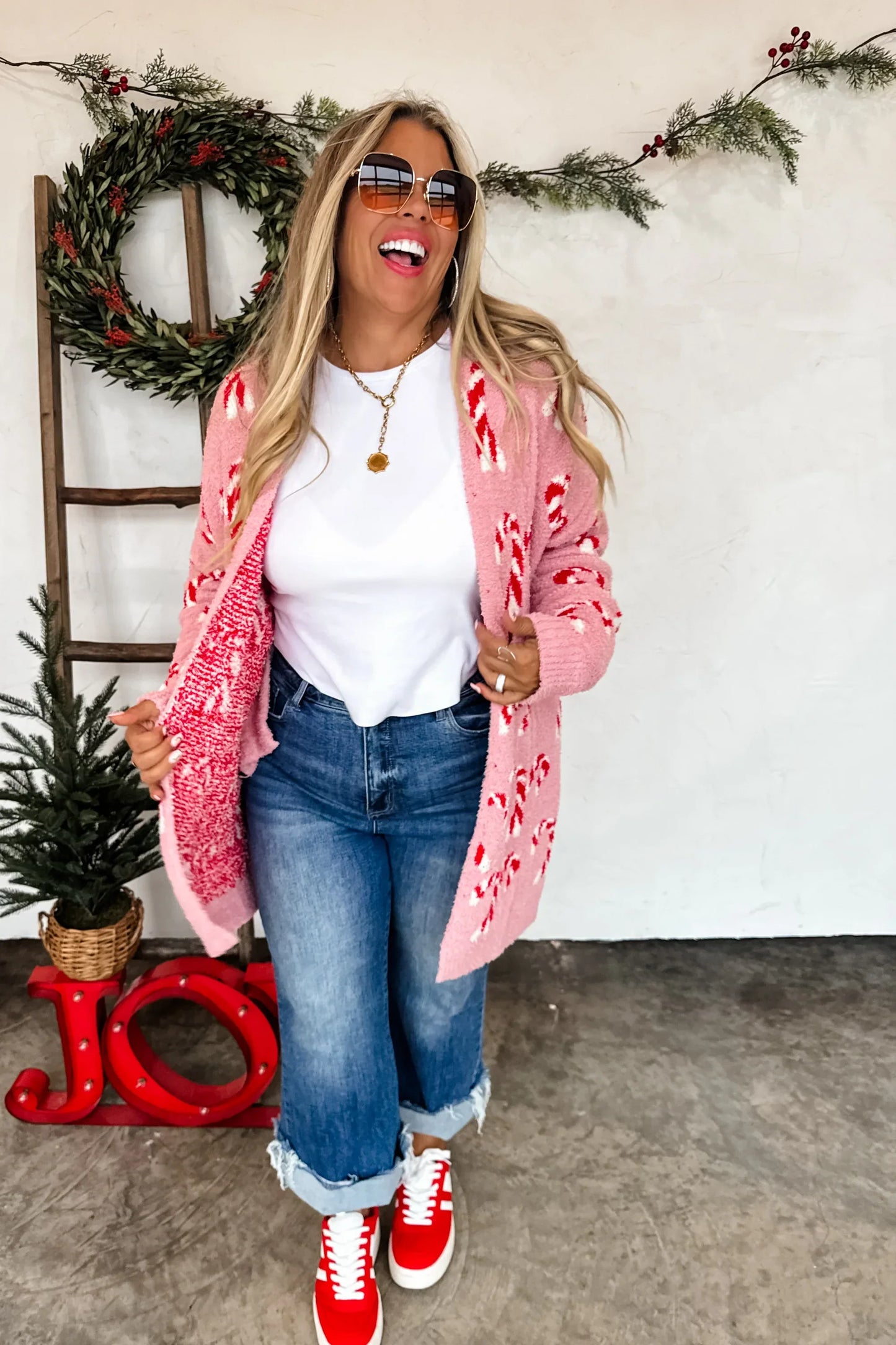 PREORDER: Christmas Cloud Cardigan Candy Cane