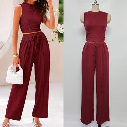 Ribbed Knit cropped tank + drawstring set - Week of 7.7