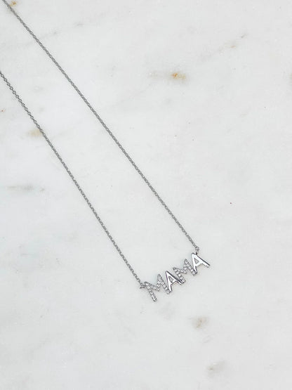 PREORDER: Cubic Zirconia Mama Pendant Necklaces in Two Colors