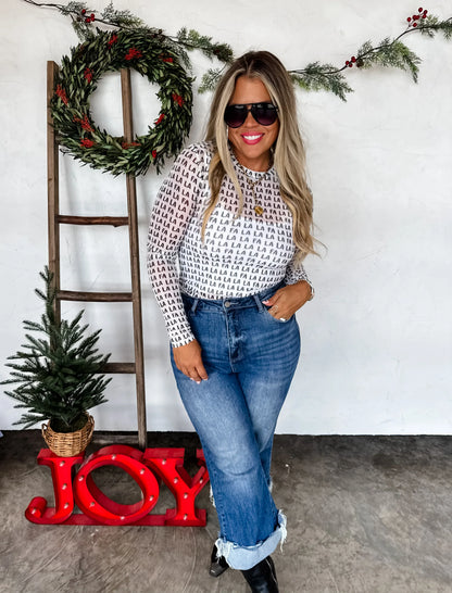 PREORDER: Christmas Printed Mesh Tops