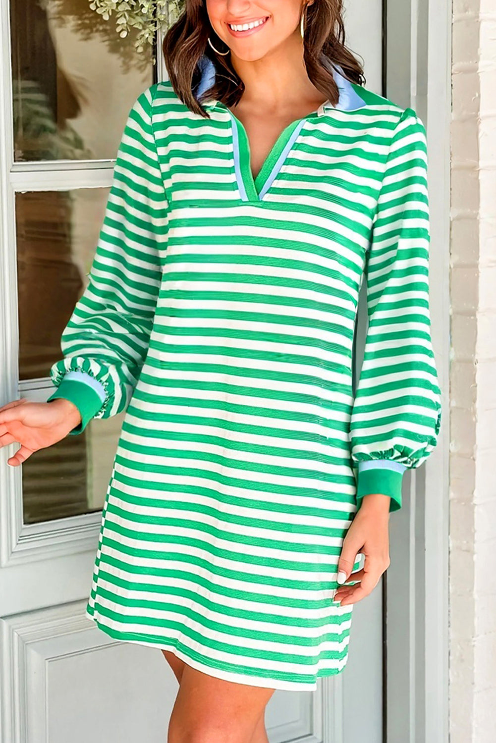 Green Contrast Collar Dress LT