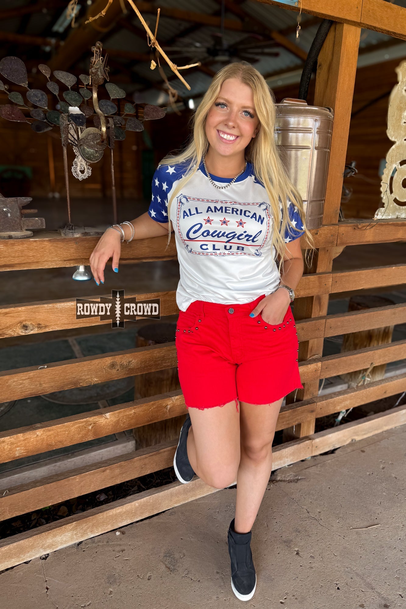 RED- Shenandoah Stud Shorts