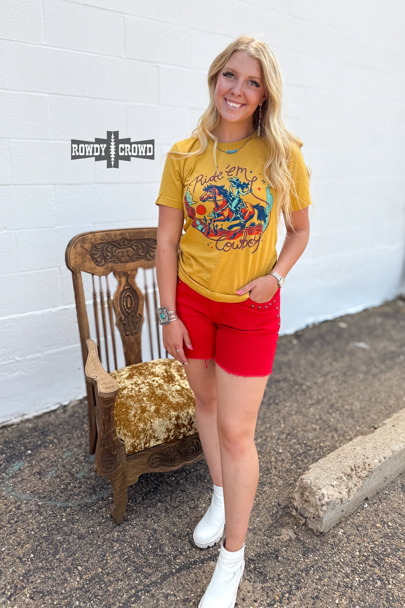 RED- Shenandoah Stud Shorts