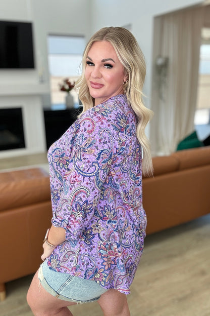 Lizzy Top in Lavender Mosaic Paisley