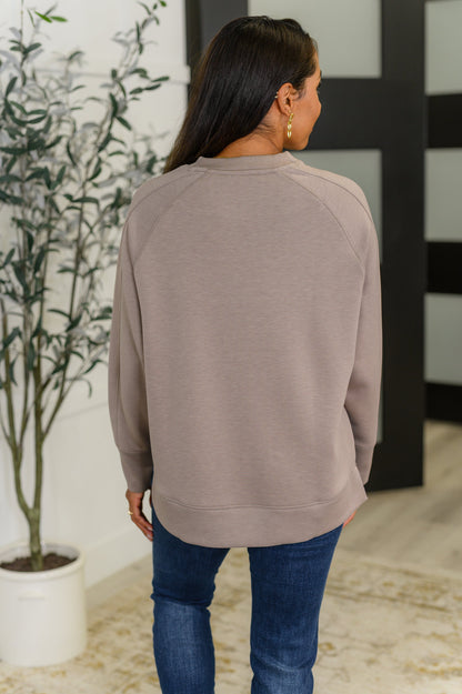 It's The Little Things Relaxed Scuba Pullover in Cocoa