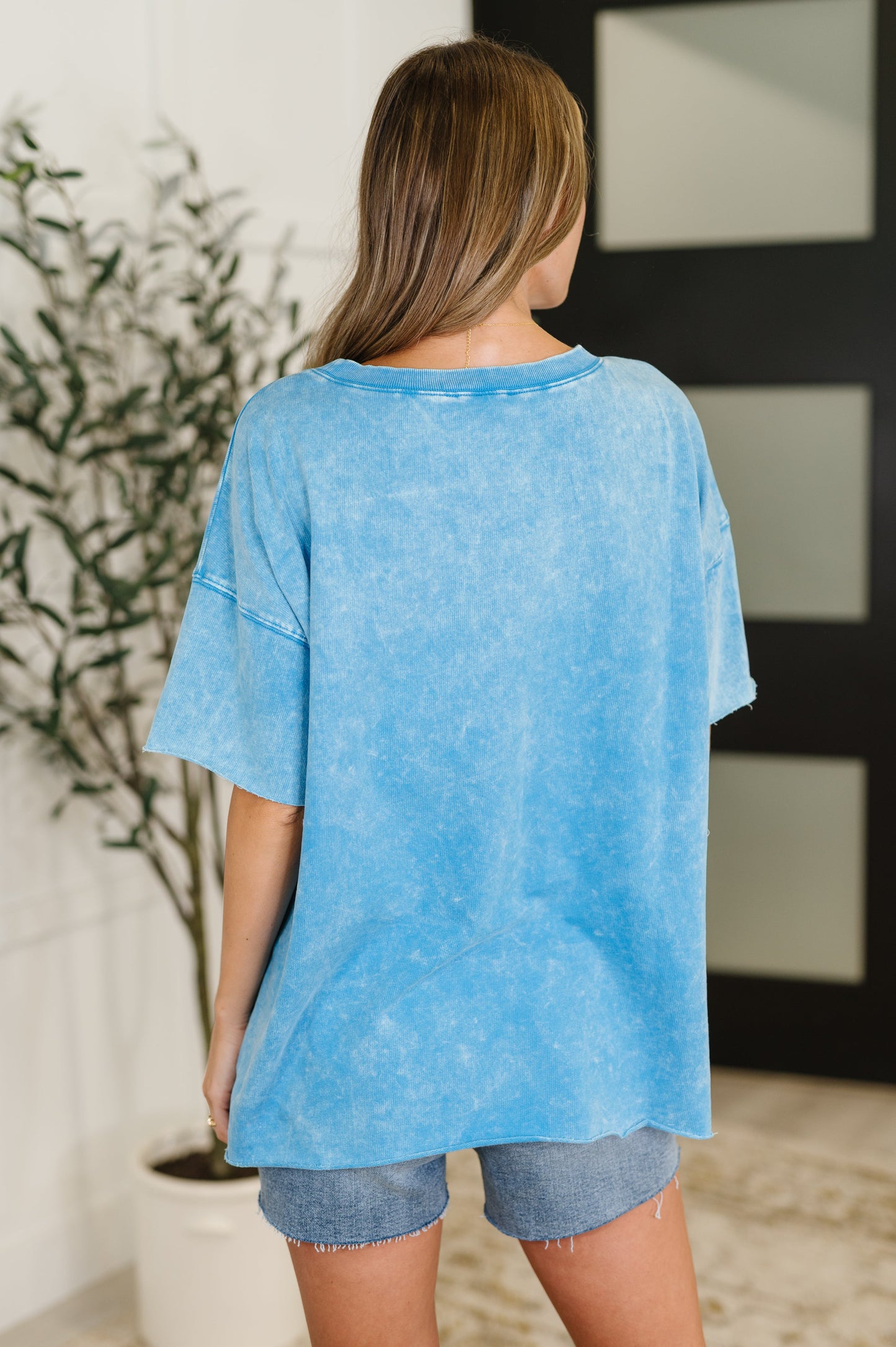 Just My Type Mineral Wash Relaxed Top in Deep Sky