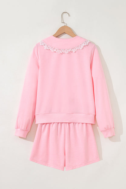 Pink Lace Sweatshirt Set LT