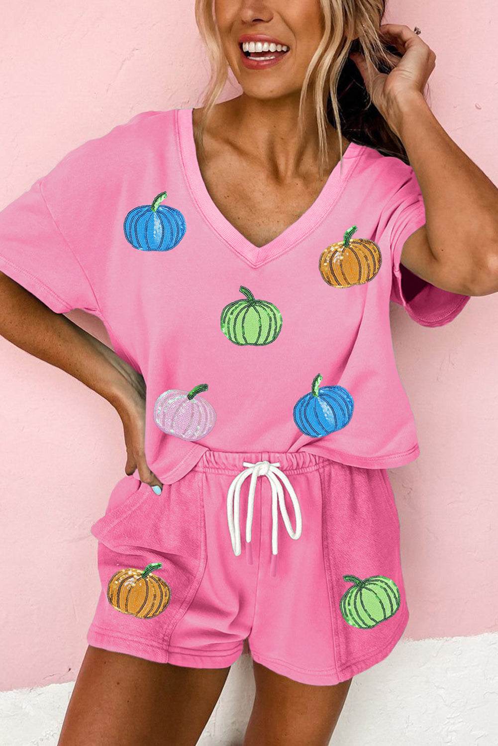 Pink Pumpkin Sequin Set RTS