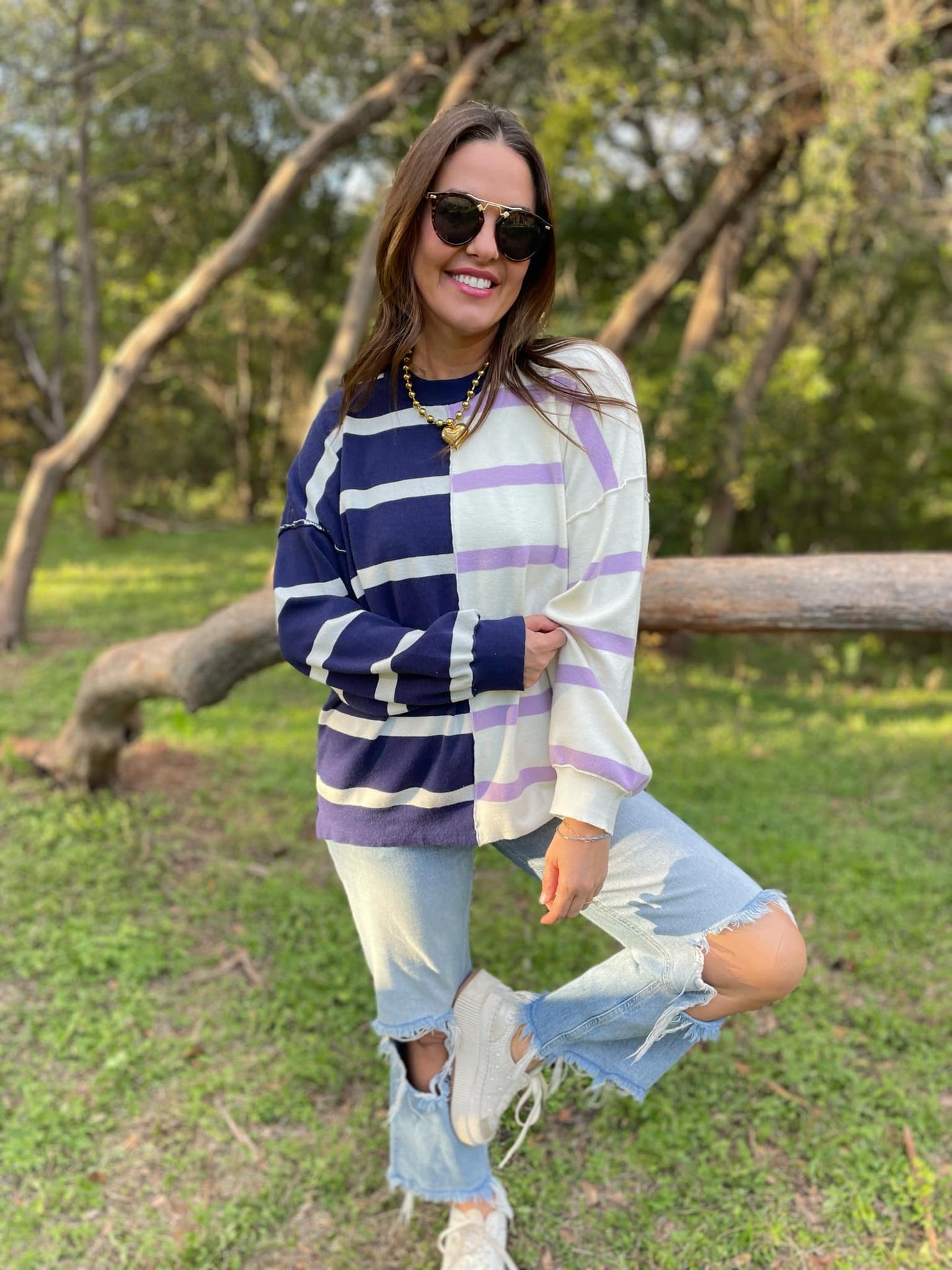 PREORDER: Exceptional Thought Striped Patchwork Sweater in Three Colors