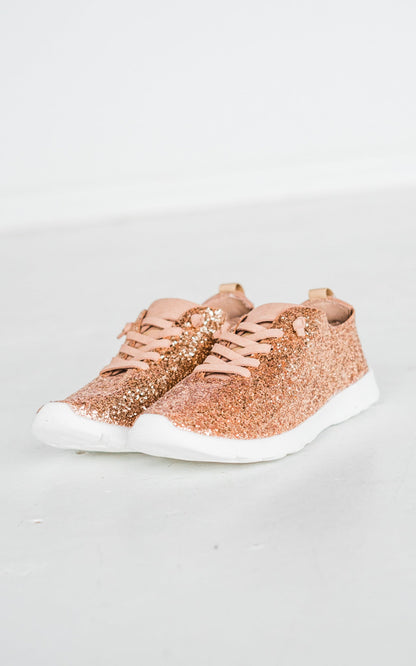 Mayo Glitter Sneaker in Rose Gold